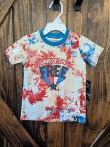 NWT RAGS Red white blue splatter tie dye tshirt patriotic fourth of July Sz 2T - Picture 1 of 4