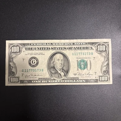 Lightly Circulated Small Face $100 bill (One Hundred Dollar Bill) - Series 1981 - Image 1 of 2