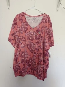 Catherines Paisley Print T Shirt Womens Size 4x 30 32 W Short Sleeve Top NEW - Picture 1 of 5