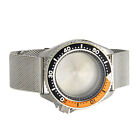 42mm Black+Orange Steel Watch Bezel Case Strap Band Set For NH35 NH36 Movement