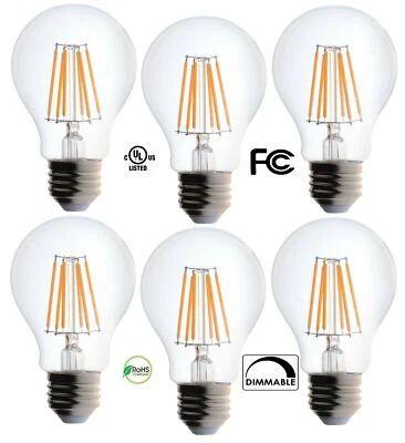 6 Pack Bioluz LED Clear LED Edison Style Dimmable Filament A19 4.5w = 40 Watt... - Image 1 of 4