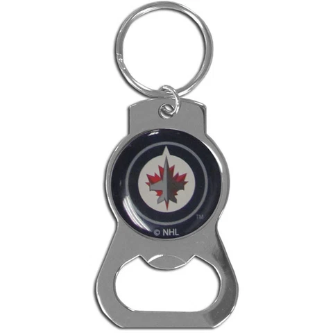 Winnipeg Jets Bottle Opener Keychain [NEW] Metal Key Chain Beer Chrome NHL Cover
