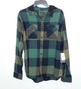 Matix Mens Hooded Olive Flannel Shirt Sz Medium NWT - Picture 1 of 4