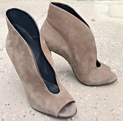 SCHUTZ Gamuza Taupe Marrón Punta abierta Tobillo Dividido Abierto BOMBAS Tacones Zapatos Mujer 8.5 Foto 1 de 4