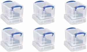 Pack of 6 Strong Clear Plastic  Really Useful 3 Litre Boxes - Picture 1 of 4
