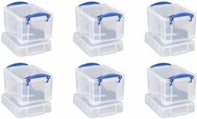 Pack of 6 Strong Clear Plastic  Really Useful 3 Litre Boxes - Image 1 of 4