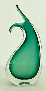 Janet Zug Jester 8" grüne Crackle Vase signiert - Bild 1 von 5