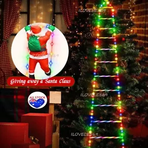 Solar LED Ladder Lights Climbing Santa Claus XMAS Tree String Fairy Light Decor - Picture 1 of 29
