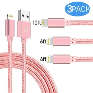 Boost Extra Long Phone Charger [3-Pack 6FT 6FT 10FT] Nylon Braided USB Charge... - Picture 1 of 6