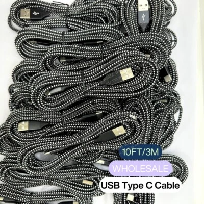 100Pack 10ft USB Type C Fast Charger Cable Lot For Samsung Android Charging Cord - Image 1 of 4