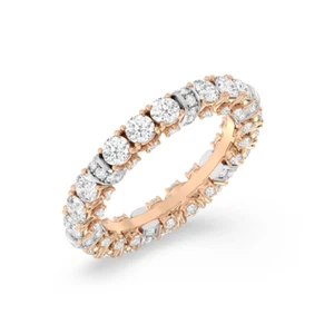 Round Diamond Eternity 2.75 Ct Lab Grown 18K Multi Tone Gold Band 3.5 MM 5 6 7 8 - Picture 1 of 9