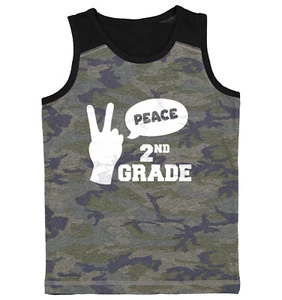 Peace Second Grade - Peace Sign Graduation Celebration Youth Contrast Tank Top - Picture 1 of 7