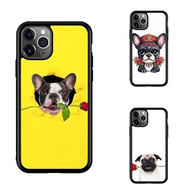 Bulldog Francés Rosa Roja para Apple iPhone 12 13 14 15 16 Pro Max Foto 1 de 4