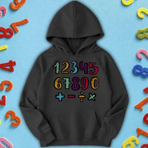 Boys and Girls Colorful Chalkboard Numbers Day Ideas Jumper Hoody for Kids #ND - Picture 1 of 31