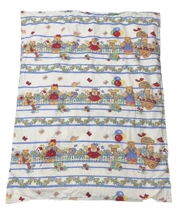 Teddybär Frühling Garten Blumen gesteppt Krippe Überwurf Wende Ballon’s 31x39” - Bild 1 von 7