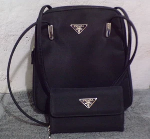 Prada Handbag with Wallet Black w/Silver Accents - Picture 1 of 11