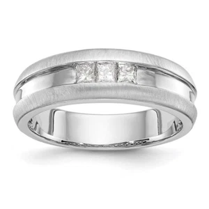 14K White Gold 1/3 carat Diamond Channel Wedding Band Ring for Men Size 10 - Picture 1 of 8