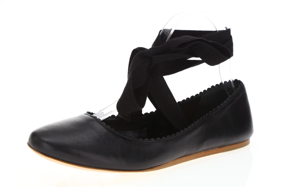 Womens VIA SPIGA 160344 Black Leather Ballet Flats sz. 7 M - Image 1 of 4