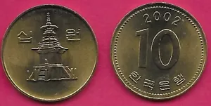 SOUTH KOREA 10 WON 2002 UNC DABOTAP PAGODA,LOCATED IN GYEONGJU,IT IS ONE OF THE - Picture 1 of 1