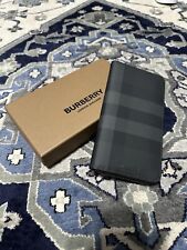 Men’s Burberry Long Charcoal Check Round Zip Wallet - 100% Authentic - Used Once