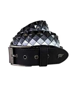 Armor Studded Leather Belt Black and White - Lowlife - Picture 1 of 7