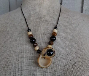 Onyx Tagua Secret Stash Necklace with Semiprecious Stone Beads Adjustable OOAK - Picture 1 of 13