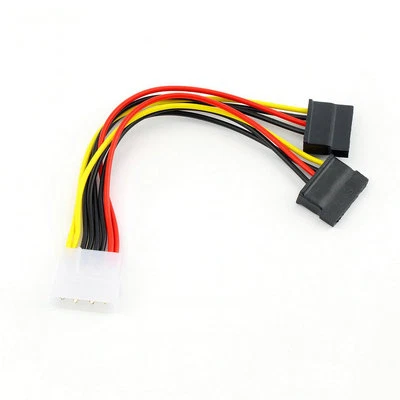 4pin Molex Stecker auf 2x 15pin SATA Buchse IDE 20cm Y Stromkabel Splitter - Bild 1 von 3