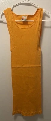 Camiseta sin mangas vintage Signal NOS 70s 80s EE. UU. grande 42-44 100 % algodón en blanco amarilla difícil de encontrar Foto 1 de 4