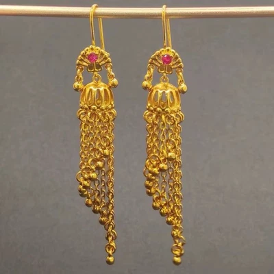 24k Gold Plated Asian Indian Pakistani Dubai Turkish Jumka Earrings Gift Set *Uk - Image 1 of 4