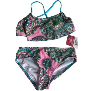 NEW Girl’s Kanu Surf Pink Paisley “Jasmine” Bikini sz 10 - Picture 1 of 3