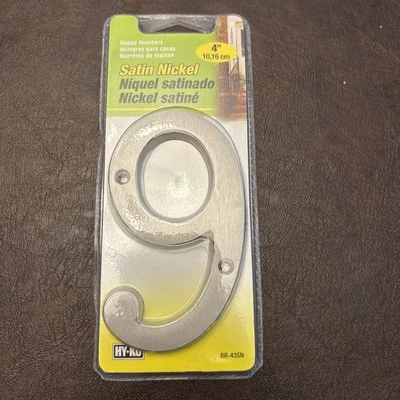 #9 4" HOUSE NUMBER, SATIN NICKEL, HY-KO, BR-43SN/9 - Image 1 of 2