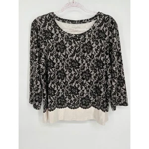 Talbots Lace Overlay Top Elegant Layering Long Sleeve Blouse XL - Picture 1 of 9