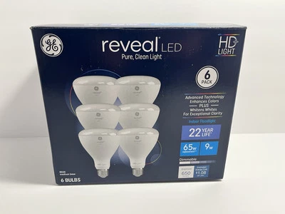 GE Reveal Floodlight LED Indoor BR30 HD Light Bulb 9W Dimmable 6 Bulb Lot - Image 1 of 4