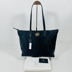 Versace La Medusa Nylon Leder Riemen schwarz Beuteltasche Schultertasche neu mit Etikett $ 1.290 - Bild 1 von 10