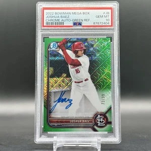 2022 Bowman Chrome Mega Box Mojo Green Refractor /99 Joshua Baez PSA 10 Auto - Bild 1 von 3