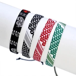 1pc Woven Ribbon Bracelet Women Men Handmade Ethnic Arabic Scarf Style Jewelry - Picture 1 of 31