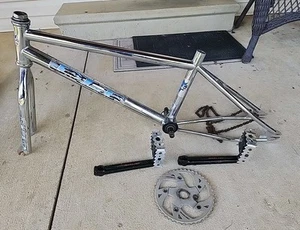 1993 Elf Bmx Frame/Fork Old School ChromeW/3-piece Redline 180 Cranks, - Picture 1 of 24