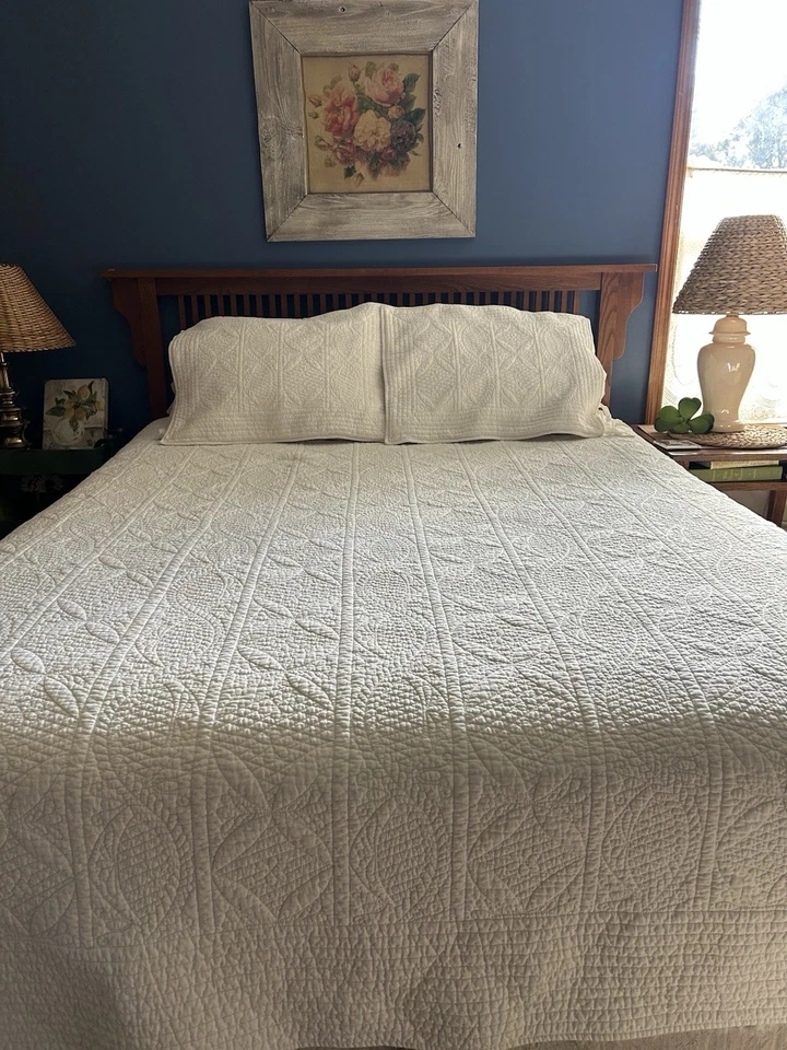 Edredón y fundas Pottery Barn Hanna algodón lino blanco cama F/Q Foto 1 de 4