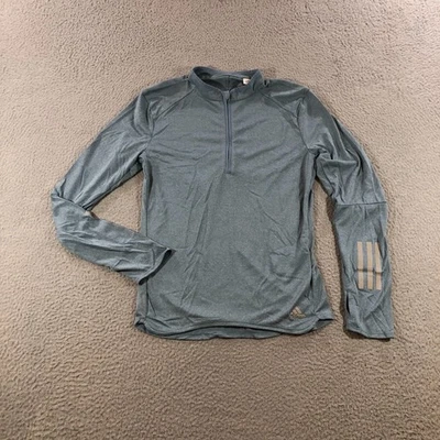 阿迪达斯衬衫女式 XS 蓝色跑步训练健身房反射器长袖 Climalite — 第 1/4 张图片