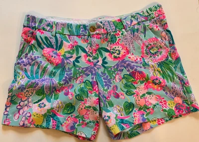 💕 🌴 LILLY PULITZER JAYNE PANTALONES CORTOS DE PUNTO FLORAL TALLA 14 ME AND MY ZESTY USADOS EN EXCELENTE ESTADO Foto 1 de 3
