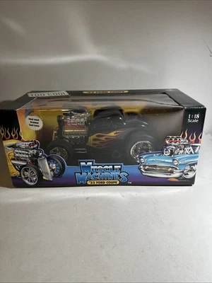 1/18 Muscle Machines 33 Ford Coupe Black w/ Flames NIB knew an original box - Image 1 of 4