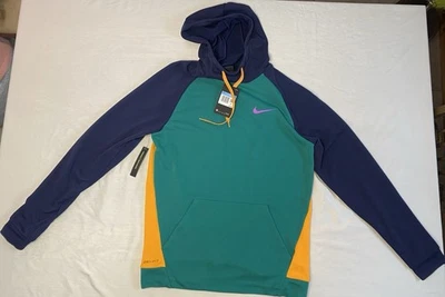 NUEVO CON ETIQUETAS NIKE Dri-Fit Sudadera con Capucha Polar Bloques de Color Verde Azul Amarillo 860469-340 Mediana Foto 1 de 4