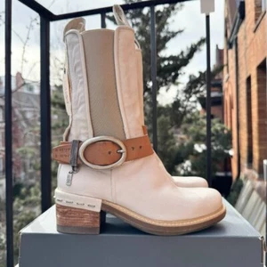 Nuevas Botas Chelsea Free People AS98 Skye Cuero Moto Western Bone $448 EE. UU. 8 - Imagen 1 de 14