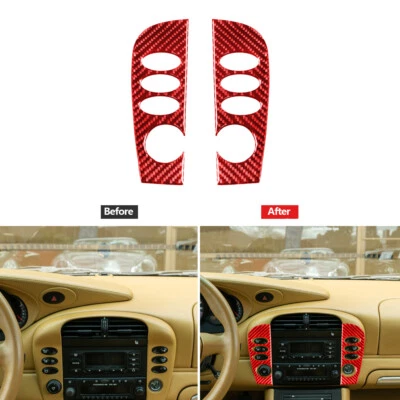 Red Carbon Fiber Radio Control Panel Cover Trim For Porsche Boxster 996 2002-04 Foto 1 de 4