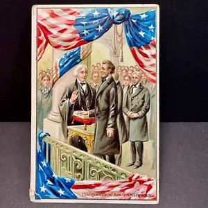 ABRAHAM LINCOLN Patriotic Postcard INAUGURATION Tuck Birthday Series 1910's - Picture 1 of 3