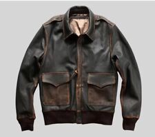 A2 G1 Aviator Brown Distressed Pilot Vintage Bomber Air Force Leather Jacket