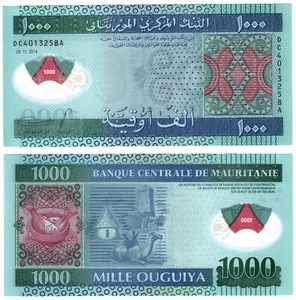 2014 Mauritania 1000 Ouguiya Banknote Polymer UNC P19 - Picture 1 of 1