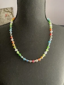 Multi Faceted Glass Bead Fashion Necklace Light Spectrum - Picture 1 of 5