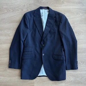 Charles Tyrwhitt Luxury Yorkshire Worsted Wool Sport Coat Blazer Blue Size 42L - Picture 1 of 10