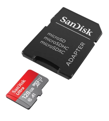 SanDisk Ultra microSDHC memory card + SD adapter, SDSQUA4-128G-GN6IA - Image 1 of 3